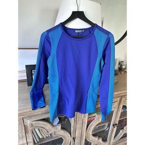 C02 Athleta Spotlight Womens Athletic Top Size Small Blue Stripe Stretch